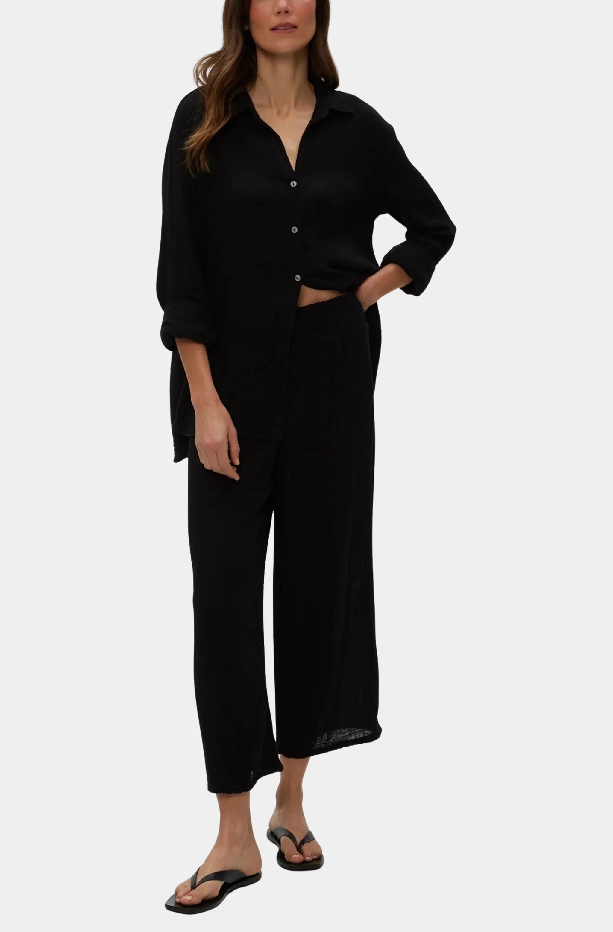Medina Smocked Waist Cropped Pant
