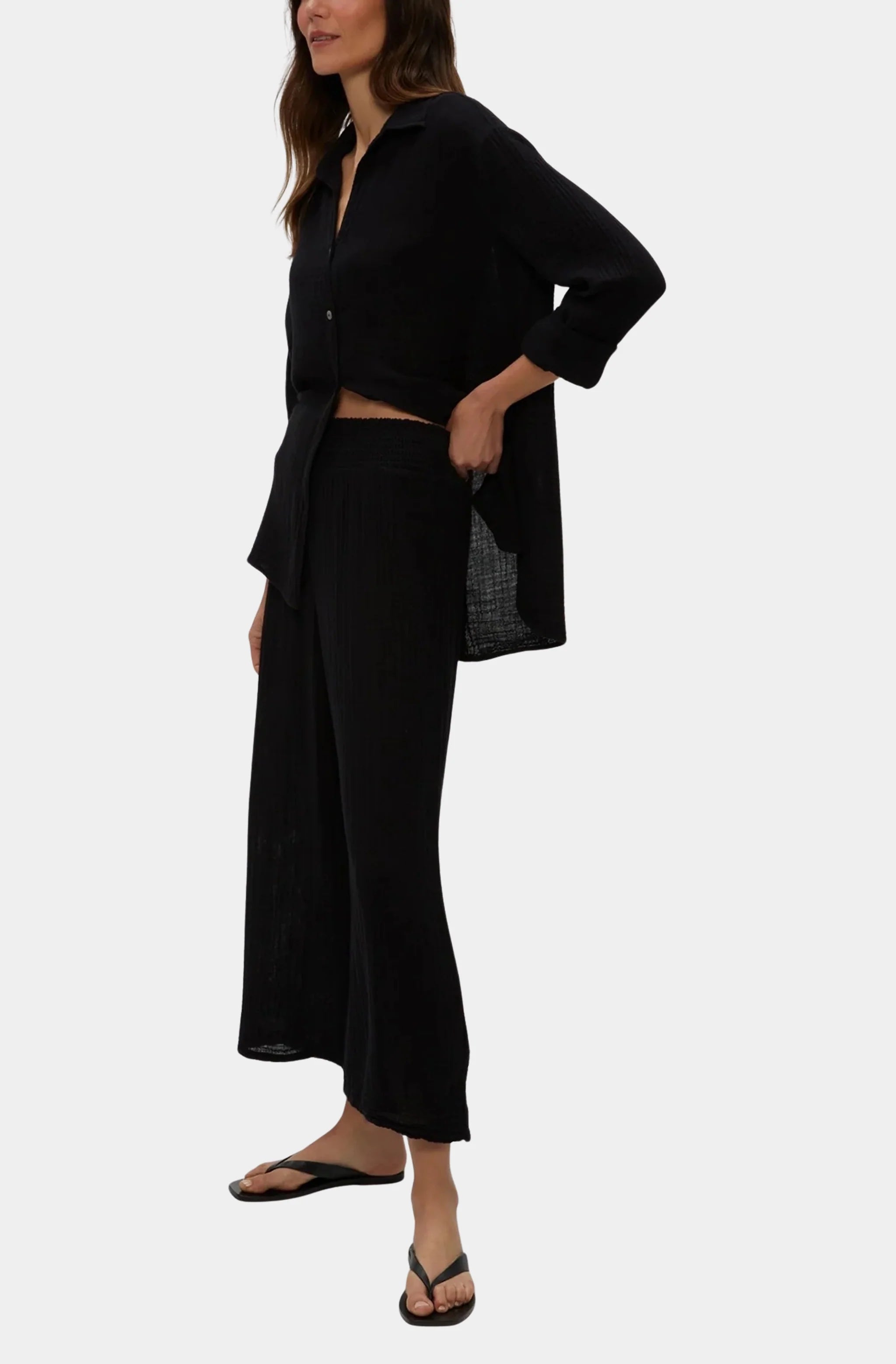 Medina Smocked Waist Cropped Pant