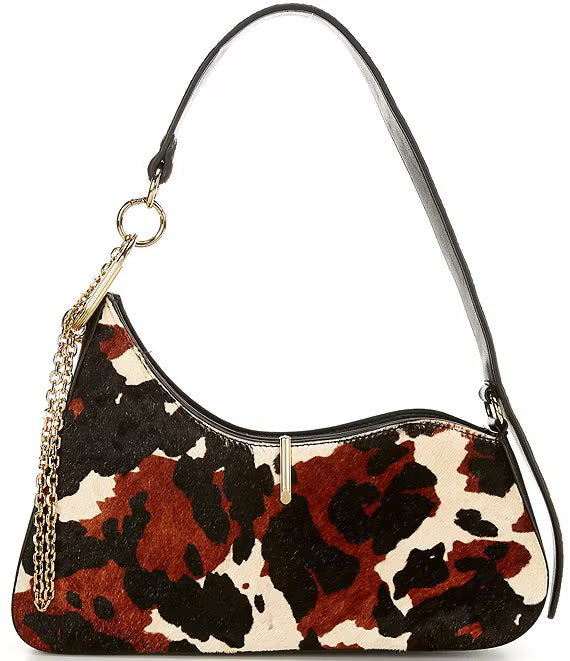 Prya Brown Printed Calf Hair Shoulder Bag