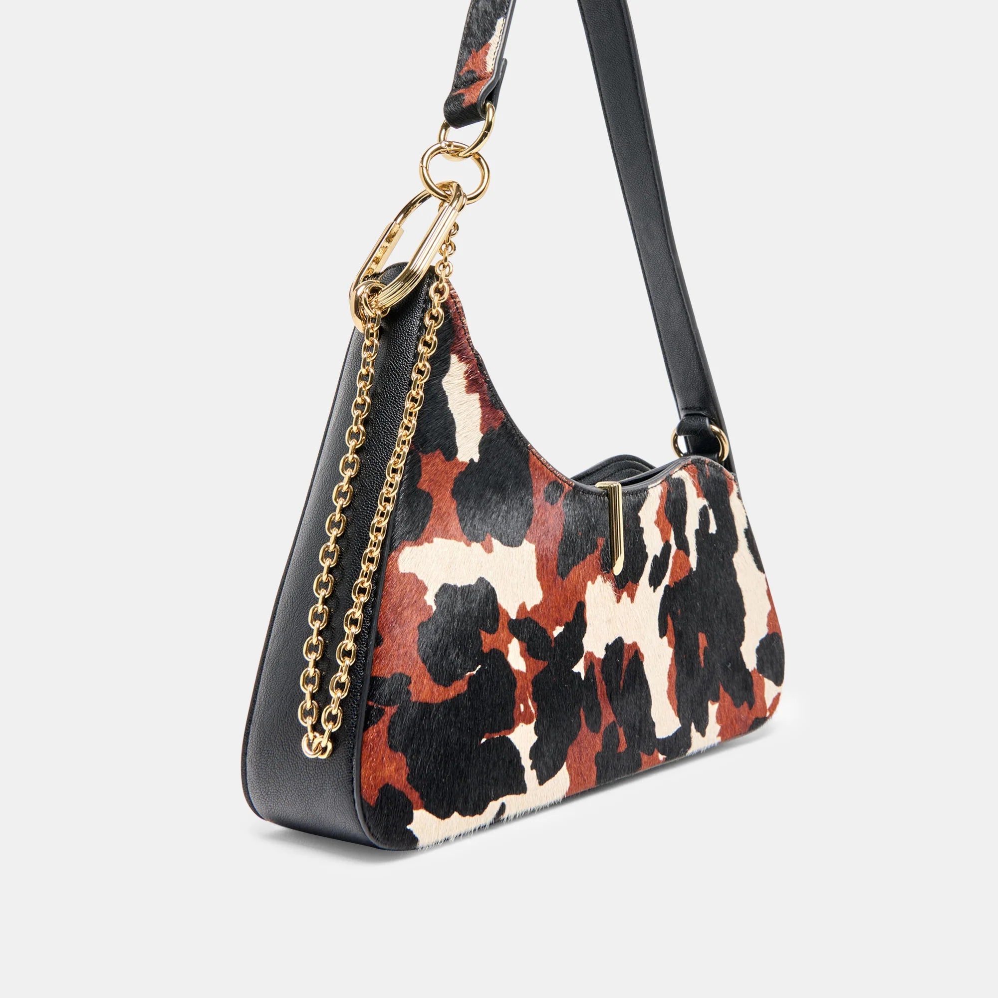 Prya Brown Printed Calf Hair Shoulder Bag