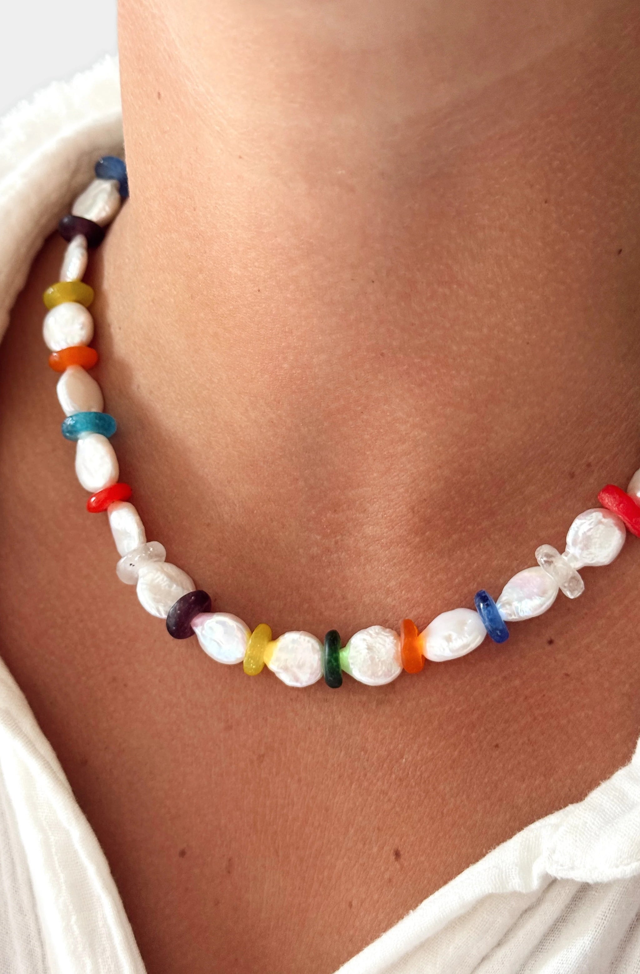 Rainbow Pearl Necklace