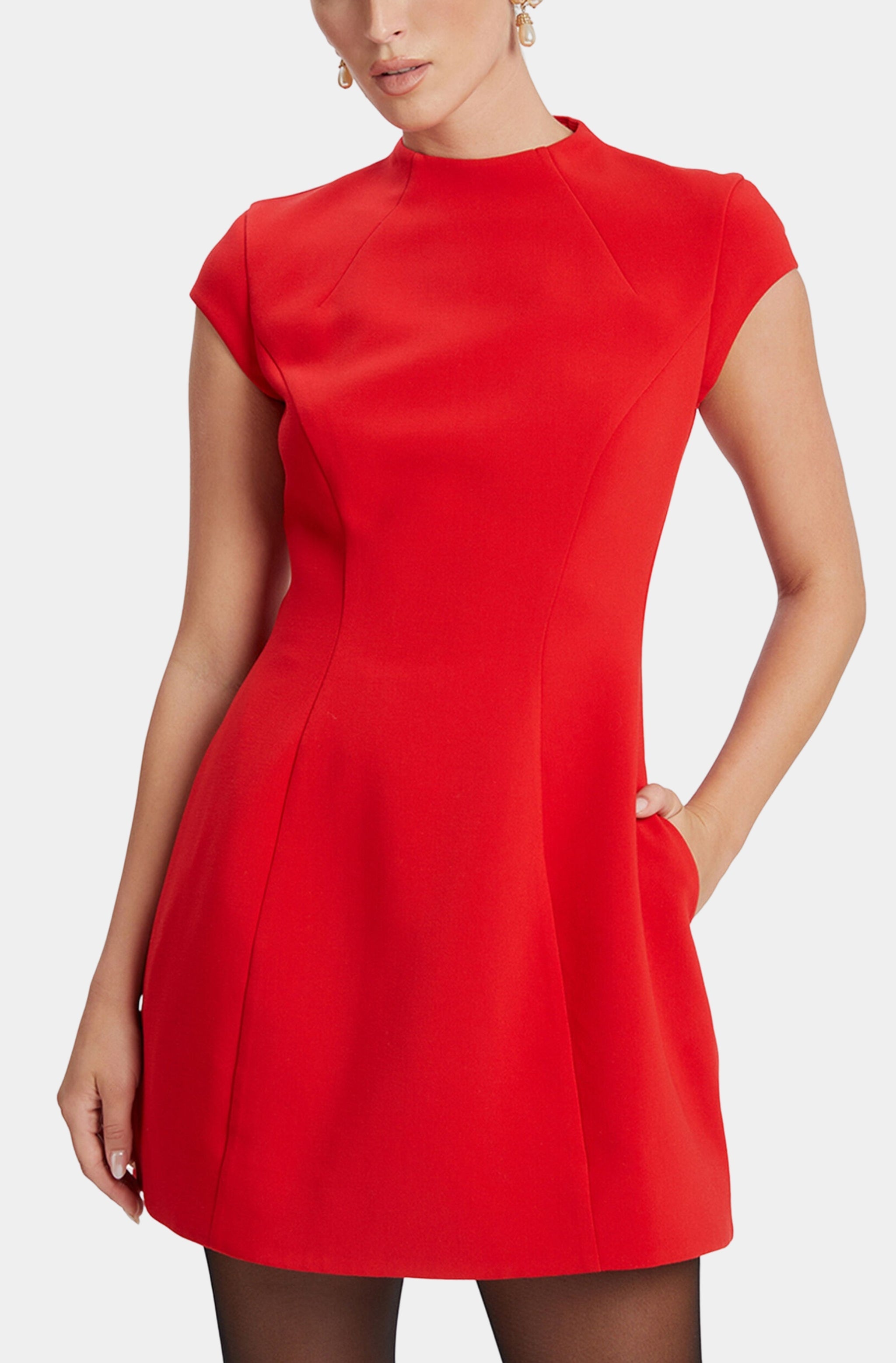 deep red mini dress Bardot Delphi Hourglass Mini Dress Deep Red
