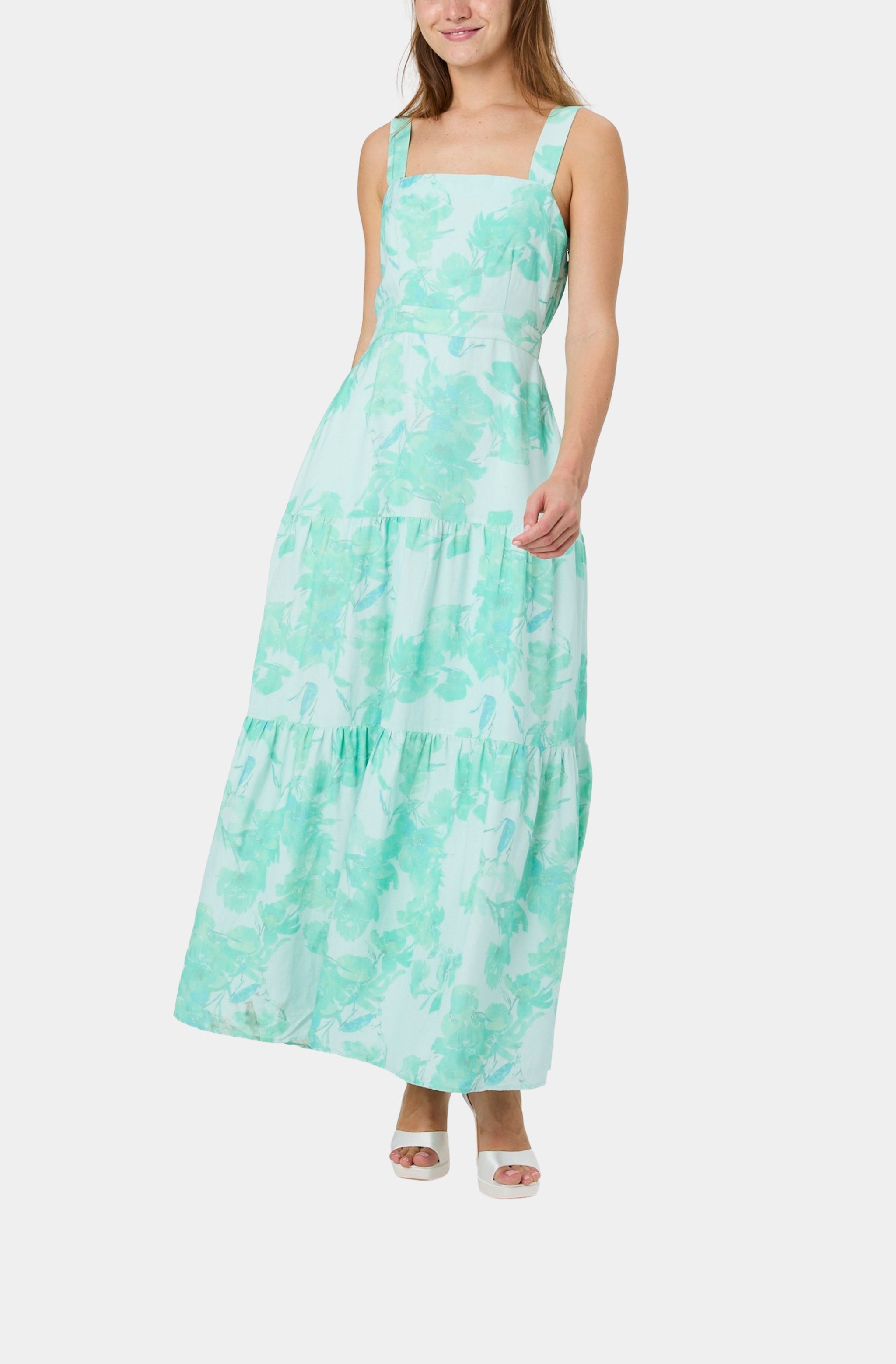 French Connection Women's Cooper Linen Sophie Fleur Maxi Dress, Green, Medium French Connection Women's Cooper Linen Sophie Fleur Maxi Dress, Green, Medium