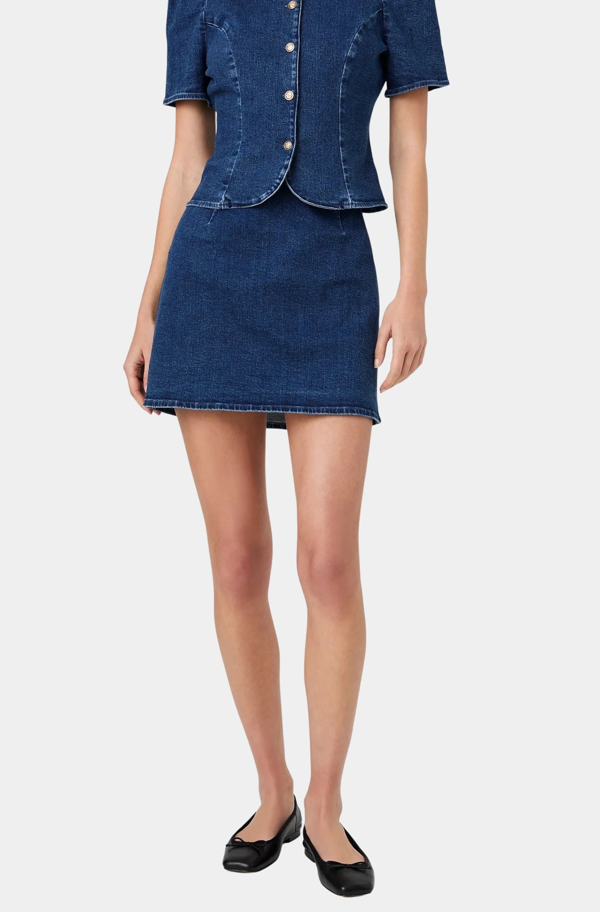 denim mini skirt dress Denim Print Silk Mini Skirt