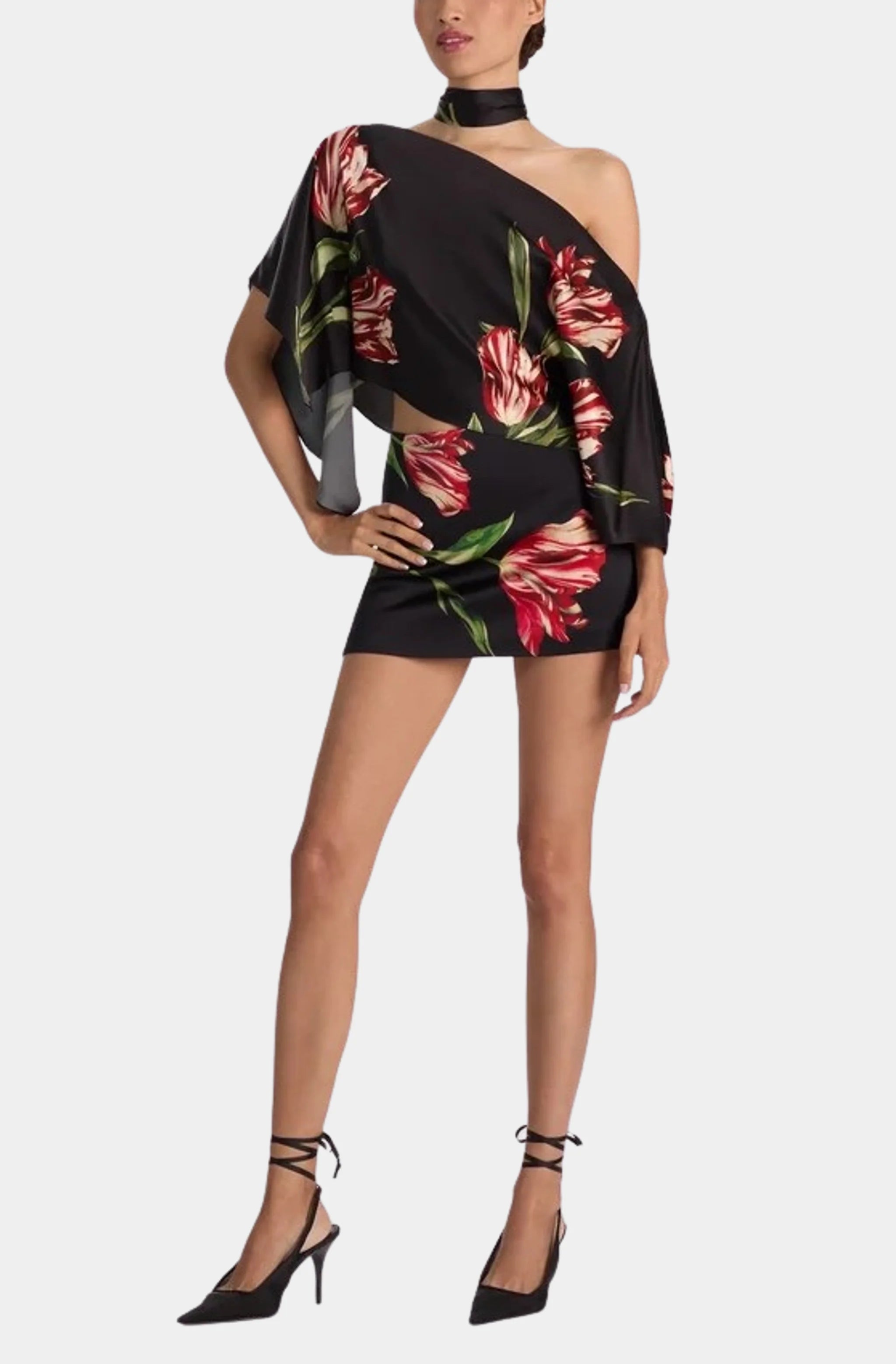 Rita Ots Draped Cropped Top with Scarf