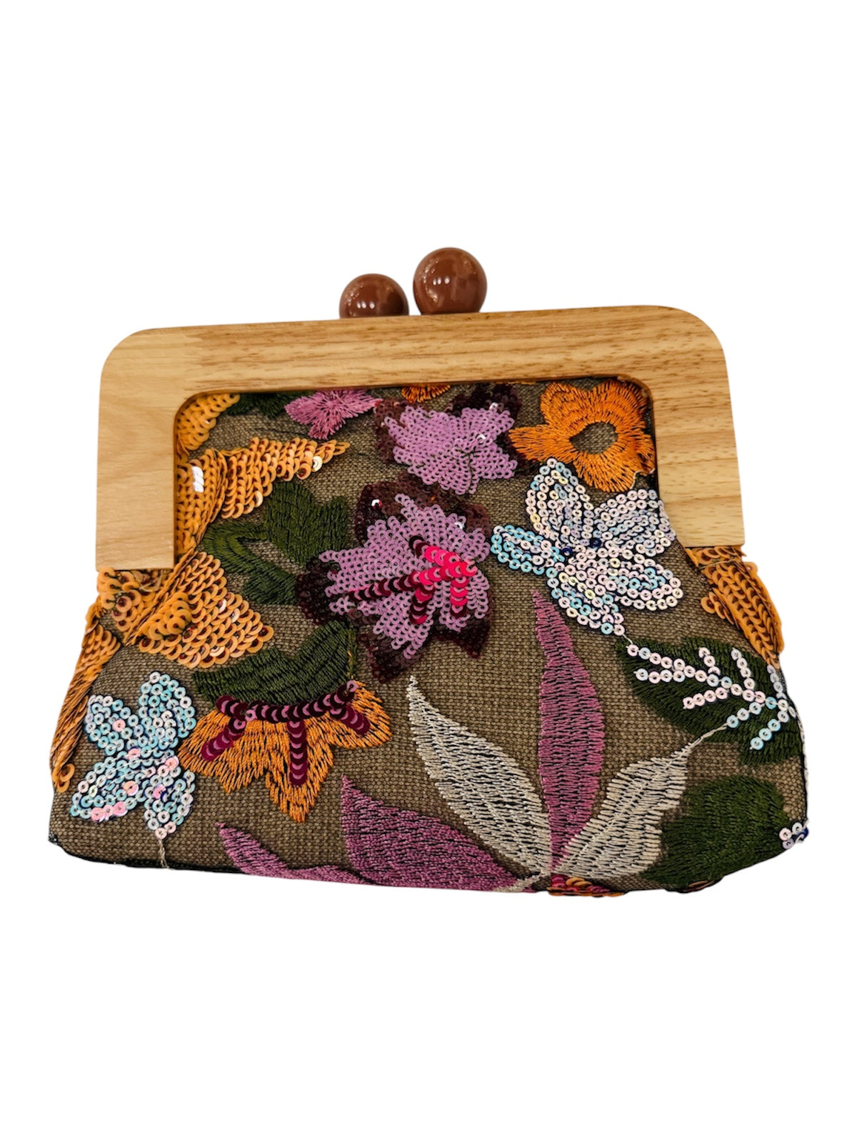 Floral Sequin Clutch Bag
