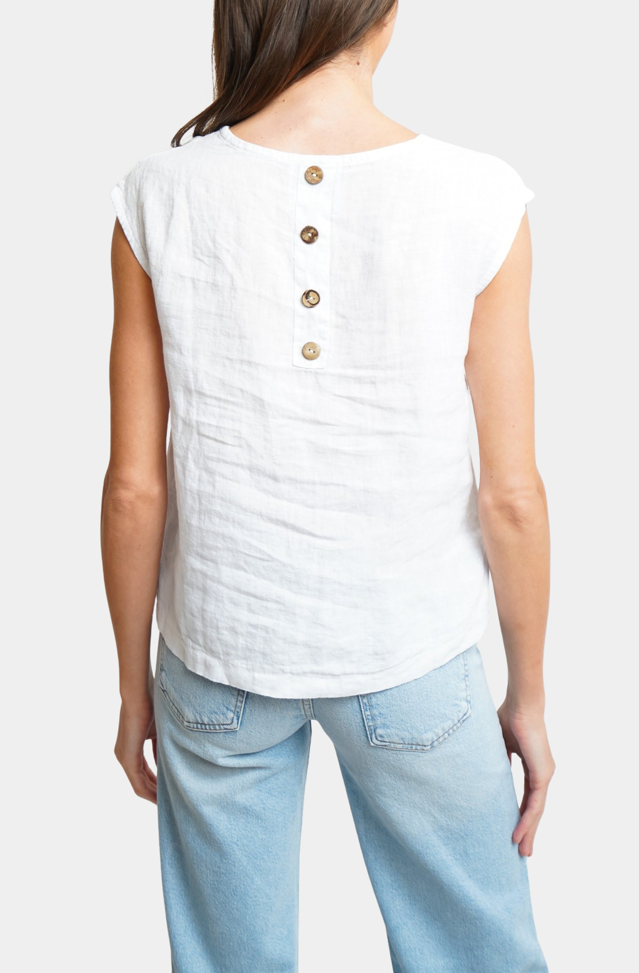 Silvana Double V Neck Linen Tank