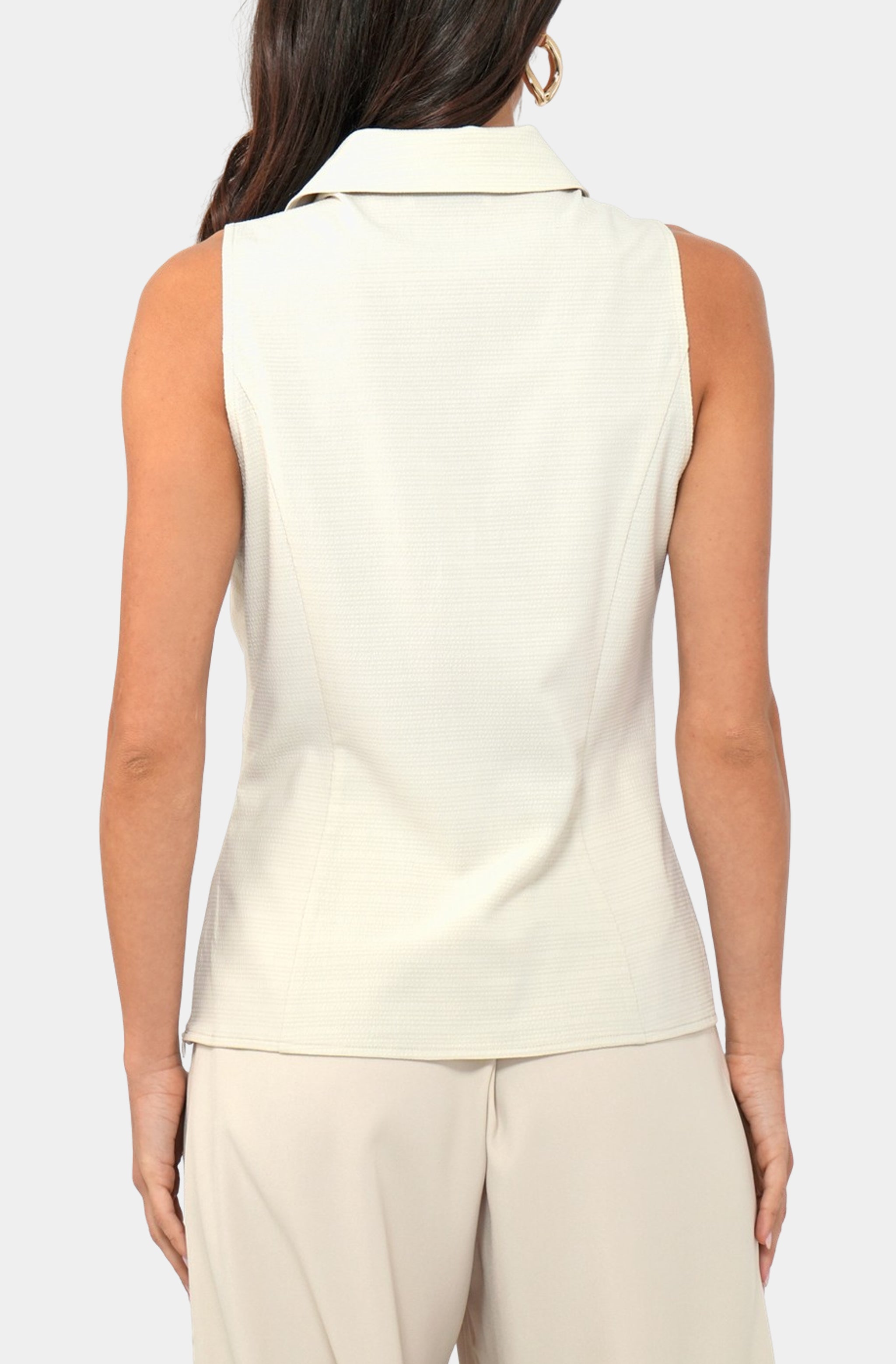 Rola Textured Sleeveless Twist Front Collar Shirt