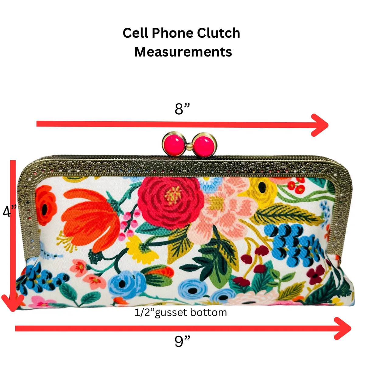 Cell Phone Clutch - Garden Party Cream - Black