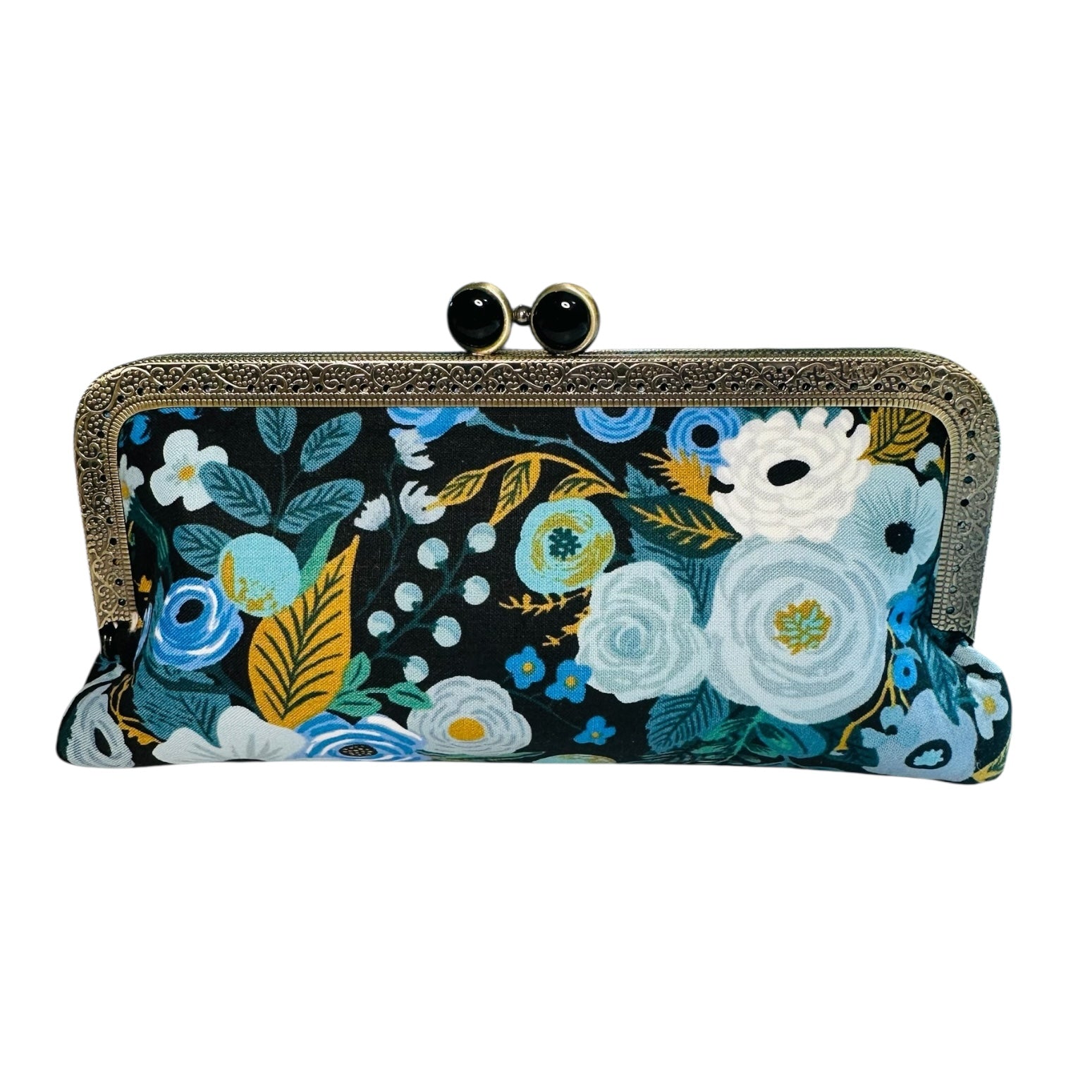Cell Phone Clutch-Garden Party Blue - Black