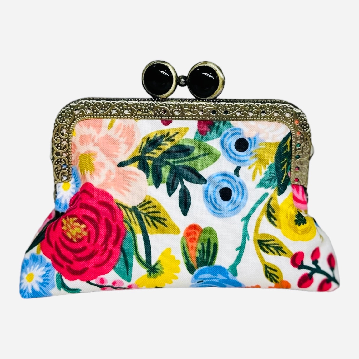 On the Go Credit Card Clutch-Garden Party Cream - Black