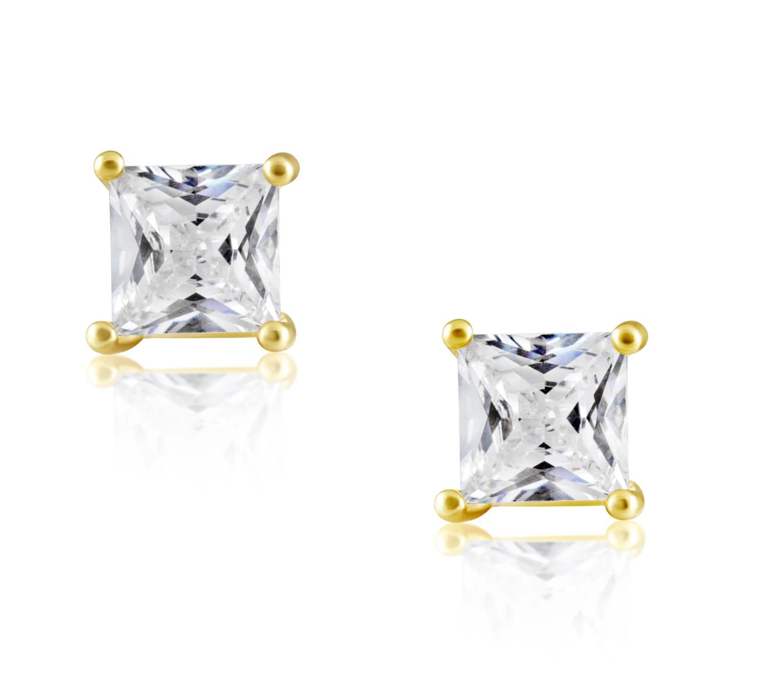 Radiant Cut Studs - Gold