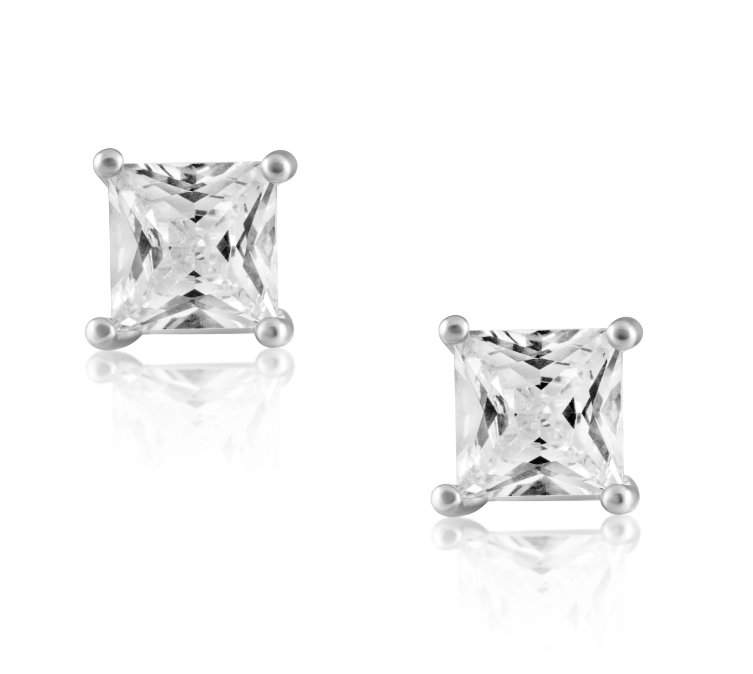 Radiant Cut Studs - Silver